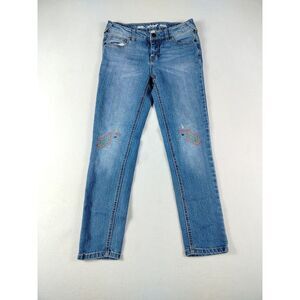Cat & Jack Jeans Girls 12 Blue Unicorn‎ Rainbow Embroidered Kidcore 90skids Y2K